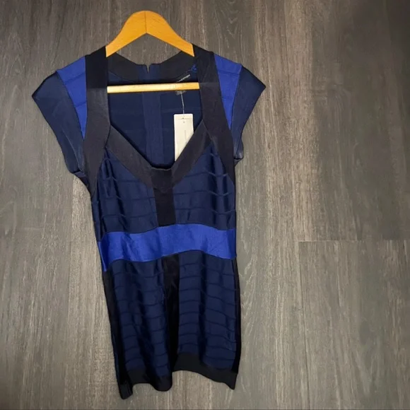 French Connection Navy and Royal Blue Midi Dress - Picture 2 of 4